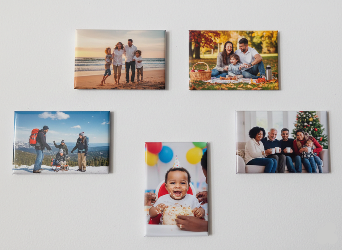 Collection of family photos on a wall